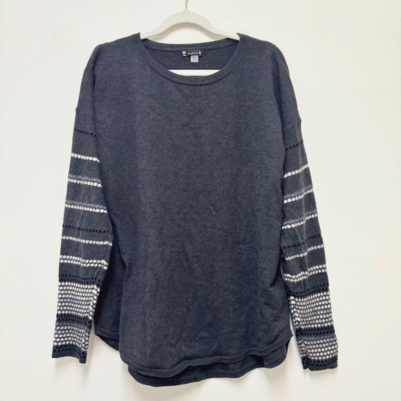 Smartwool Shadow Pine Wool Sweater – Dark Charcoal Gray, Striped, Dot, Size XL - Picture 4 of 6